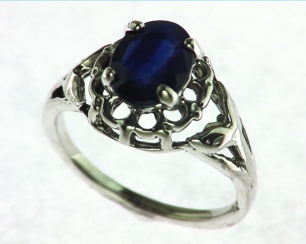 Blue Ceylon Sapphire Set in Sterling Silver Ring 1