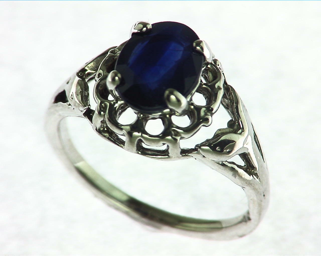 Blue Ceylon Sapphire Set in Sterling Silver Ring