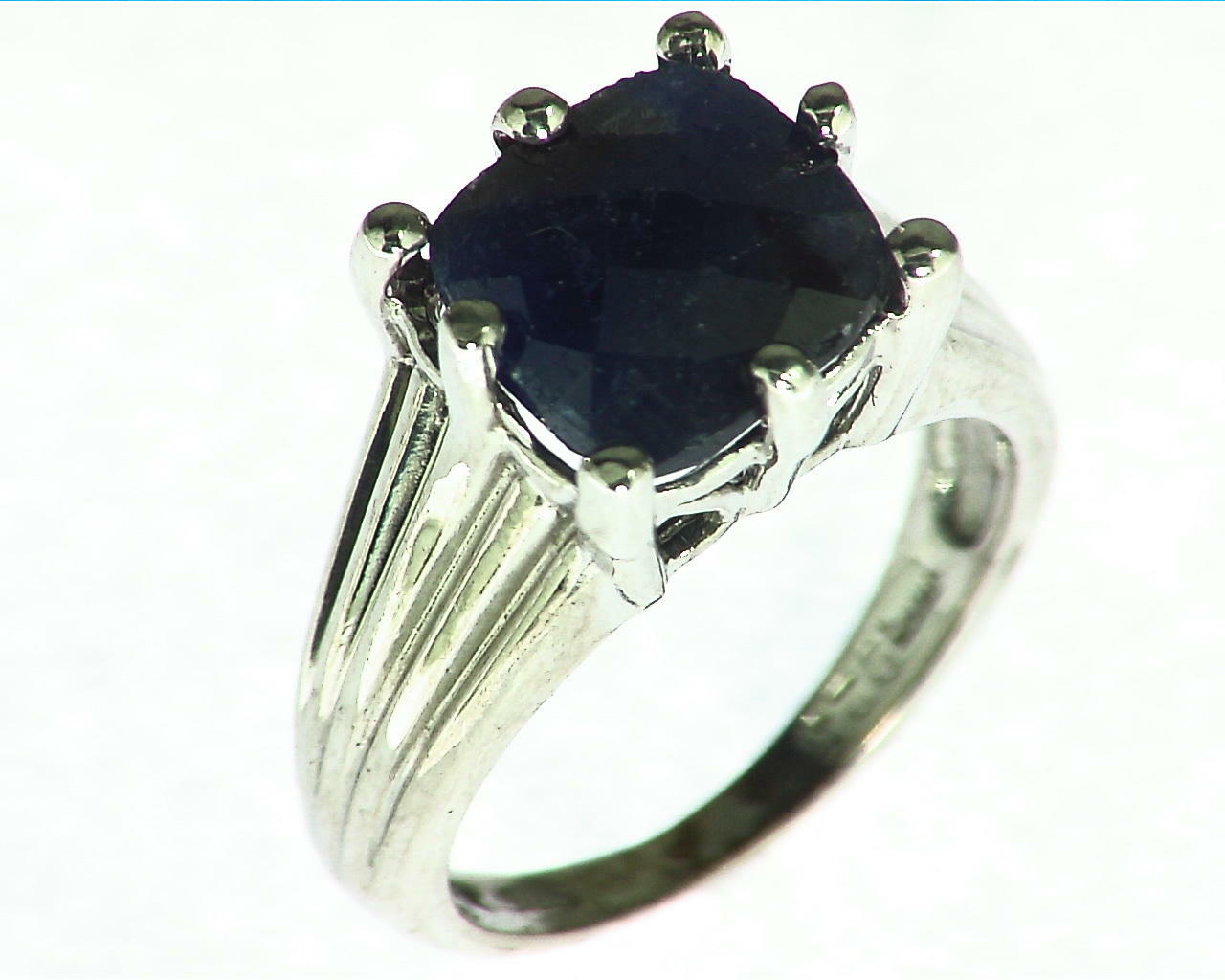 Blue Sapphire Natural Genuine Gemstone Sterling Silver Ring RSS467 2