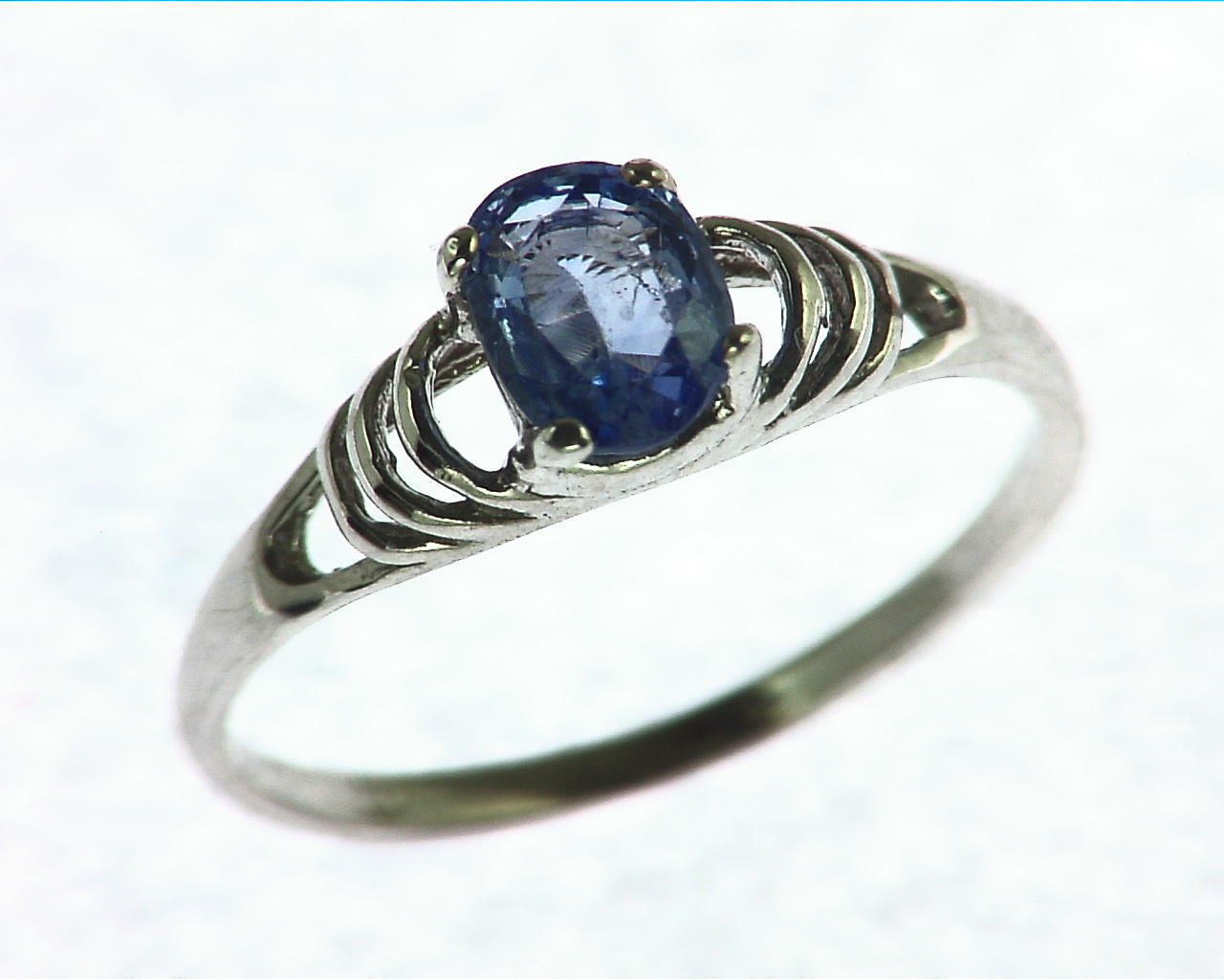 Blue Sapphire Natural Genuine Gemstone Sterling Silver Ring RSS516