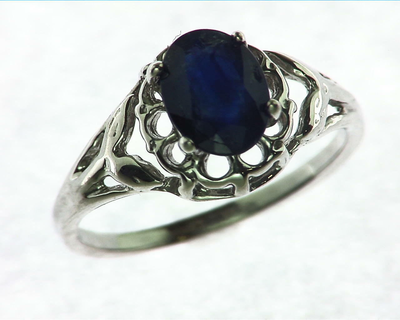 Blue Sapphire Sterling Silver Ring 2