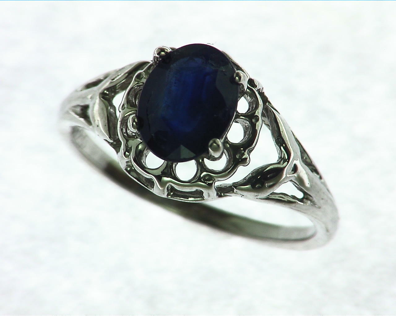 Blue Sapphire Sterling Silver Ring 6