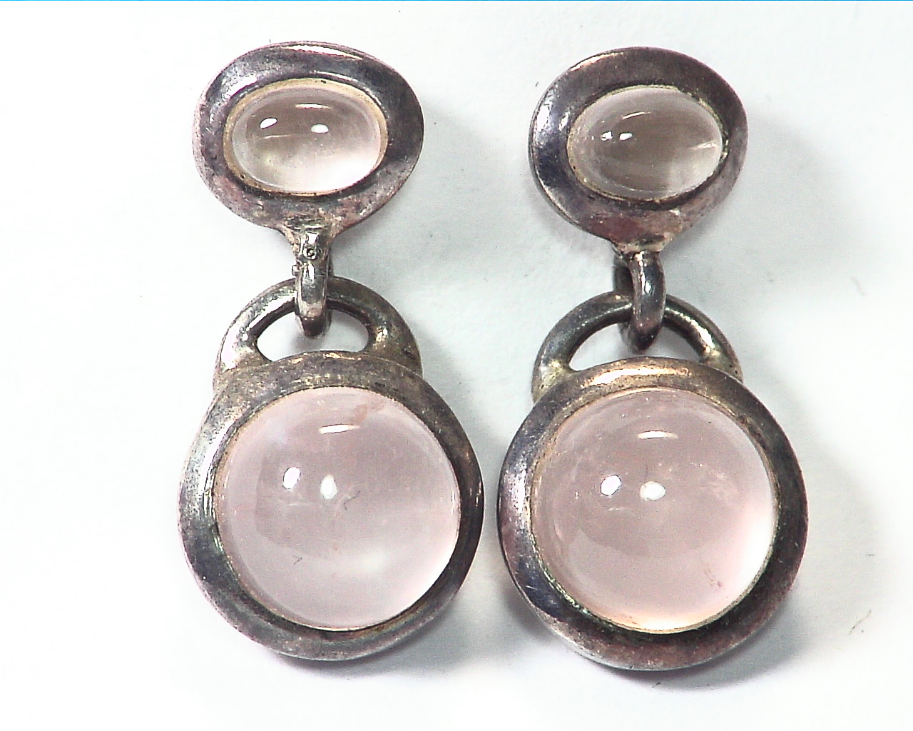 Rose Quarts Natural Genuine Sterling Silver Earrings ESS 827