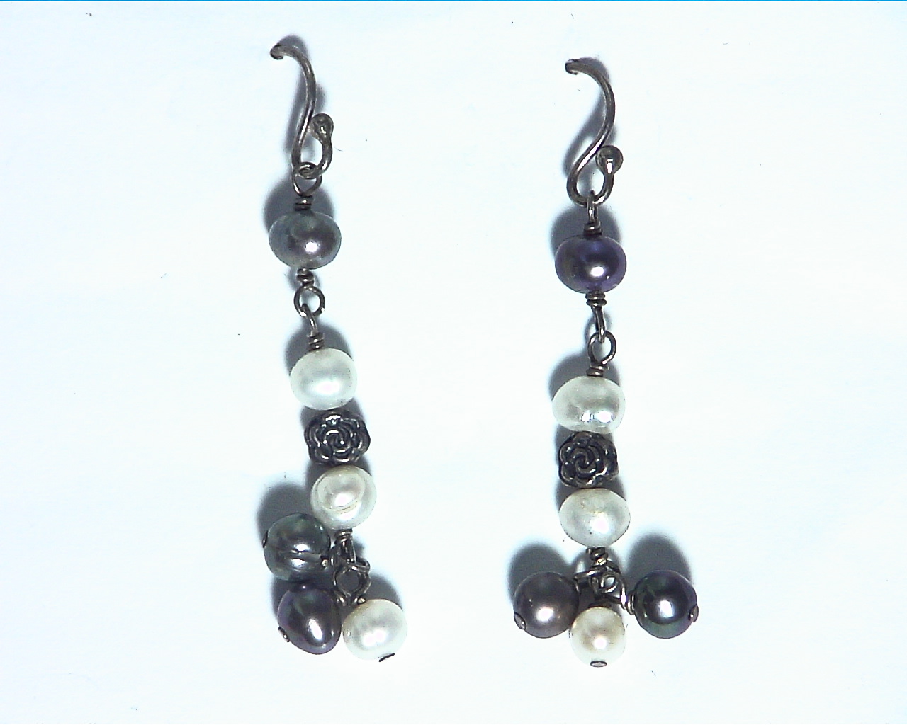 Pearl Sterling Silver Dangling earrings ESS,851 1