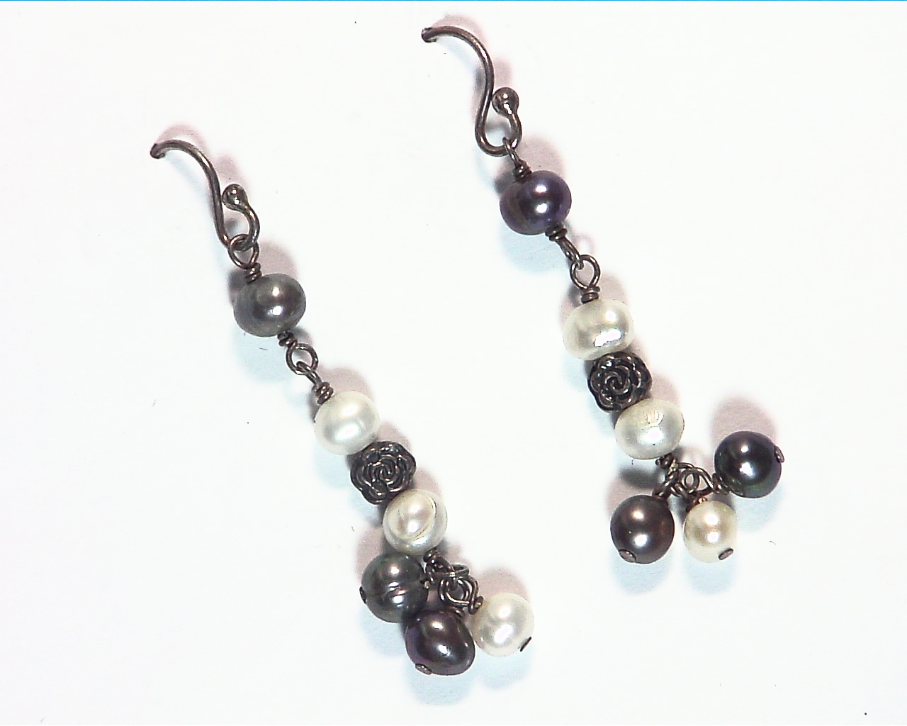 Pearl Sterling Silver Dangling earrings ESS,851 3