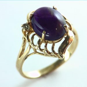Amethyst set in a Beautiful 14 kt Yellow Gold Engagement Ring Design