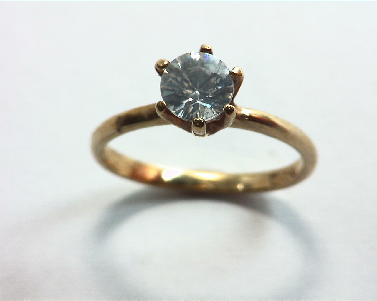 White Zircon Natural Genuine Gemstone Lady,s Gold Ring RFK223 1