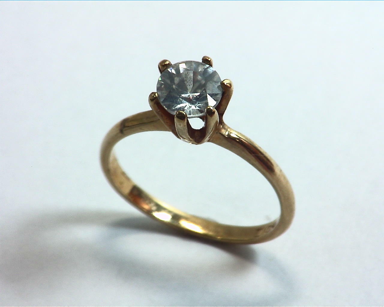White Zircon Natural Genuine Gemstone Lady,s Gold Ring RFK223 6