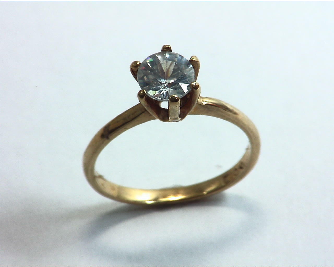White Zircon Natural Genuine Gemstone Lady,s Gold Ring RFK223 7