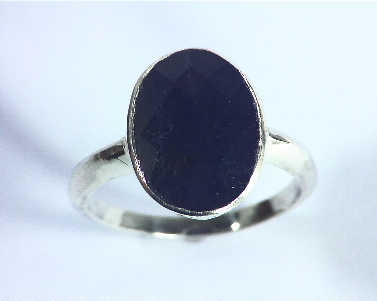 Blue Sapphire Natural Genuine Gemstone Silver Ring RSS1094 5