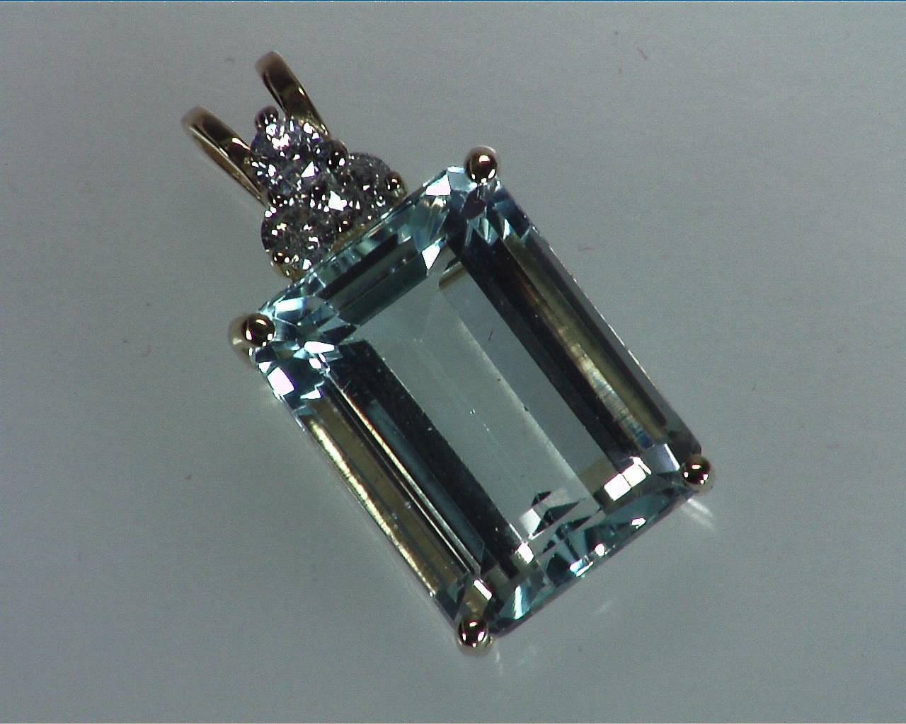 Aquamarine Natural Genuine Gemstone Set in Gold with Diamonds