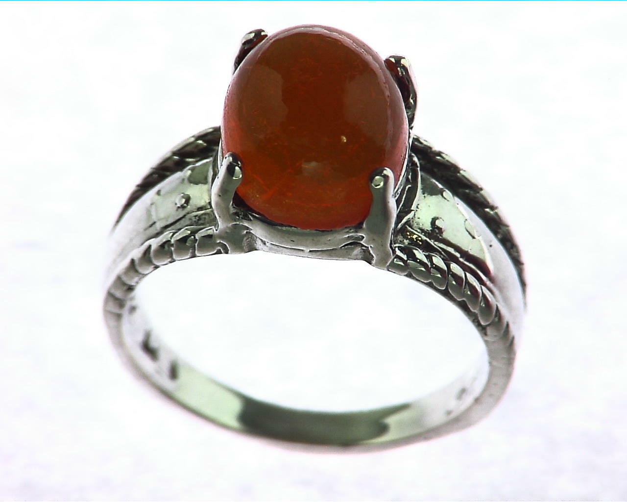 Fire Opal Cabochon Sterling Silver 4
