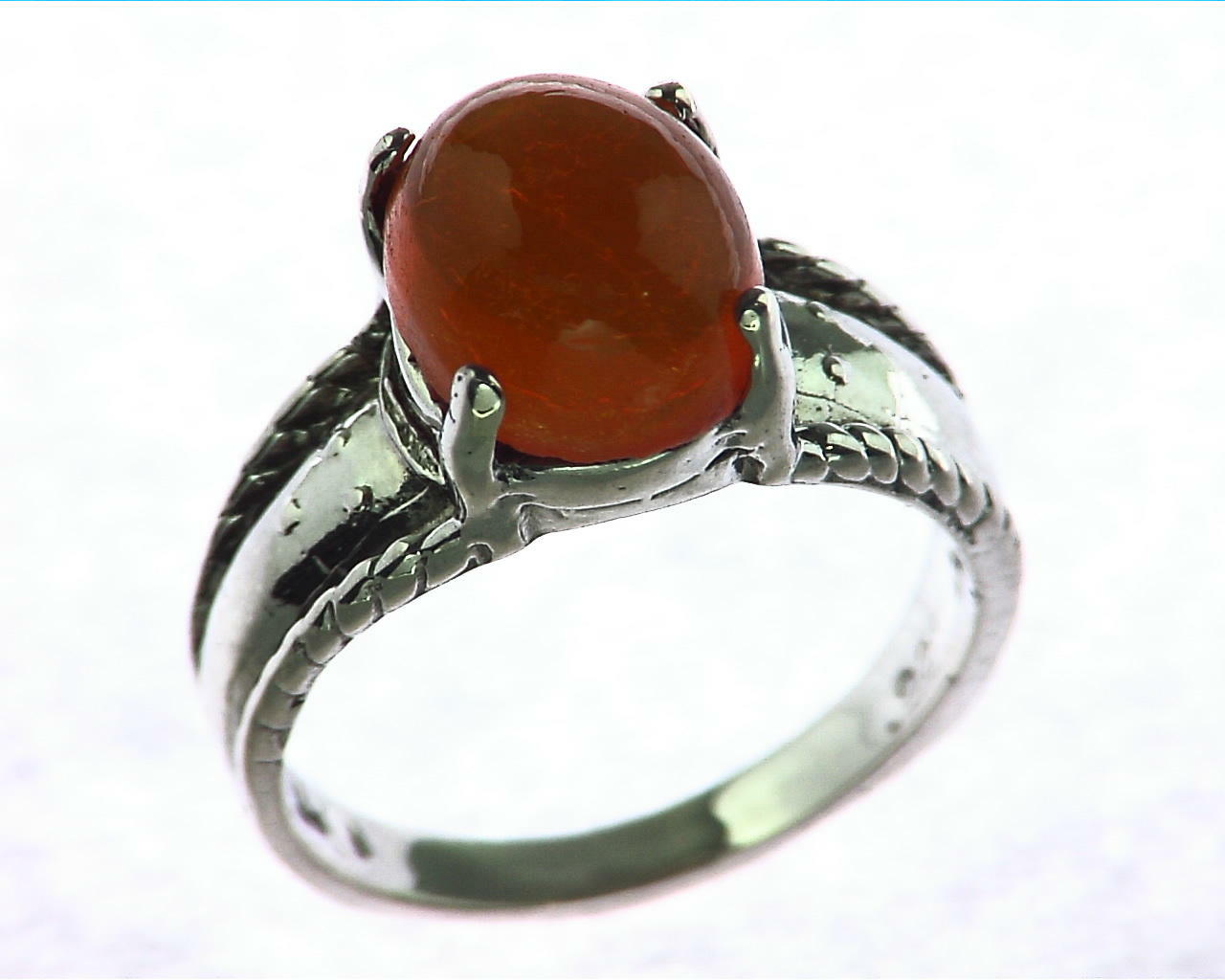 Fire Opal Cabochon Sterling Silver 5