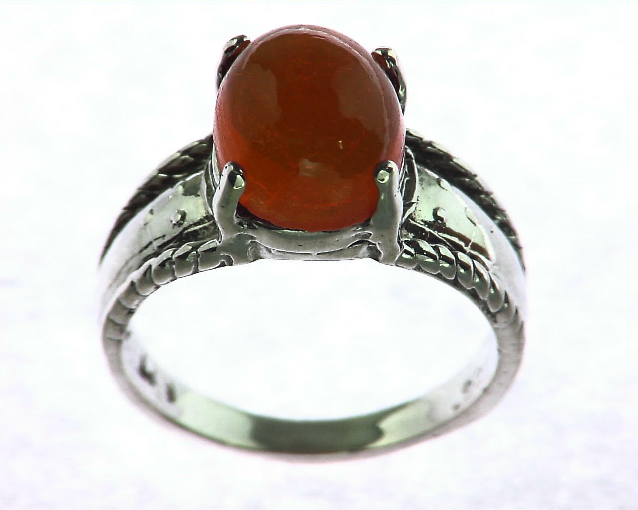 Fire Opal Cabochon Sterling Silver 6