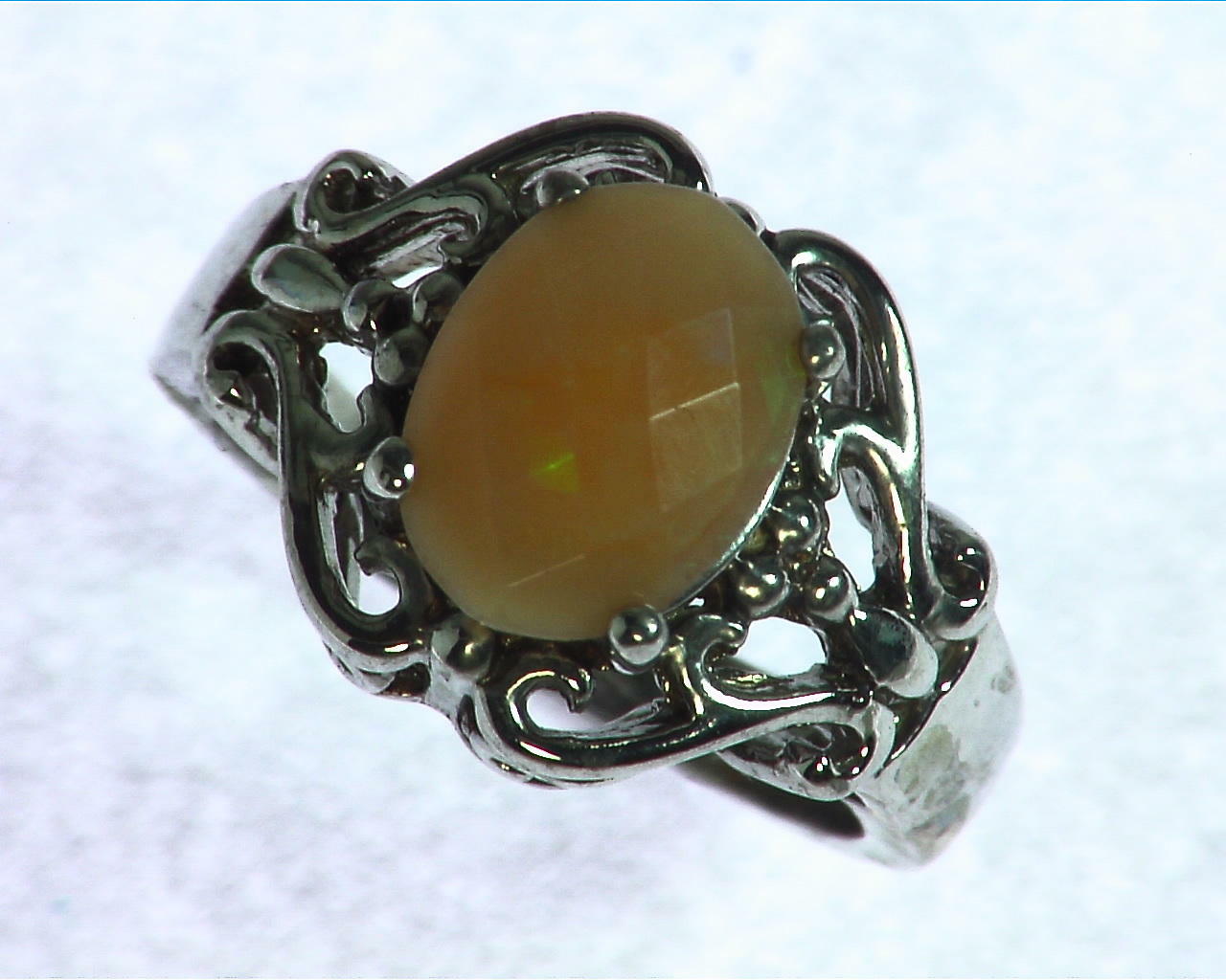 Opal Natural Genuine Gemstone Set in Sterling Silver Ring RSS917 2