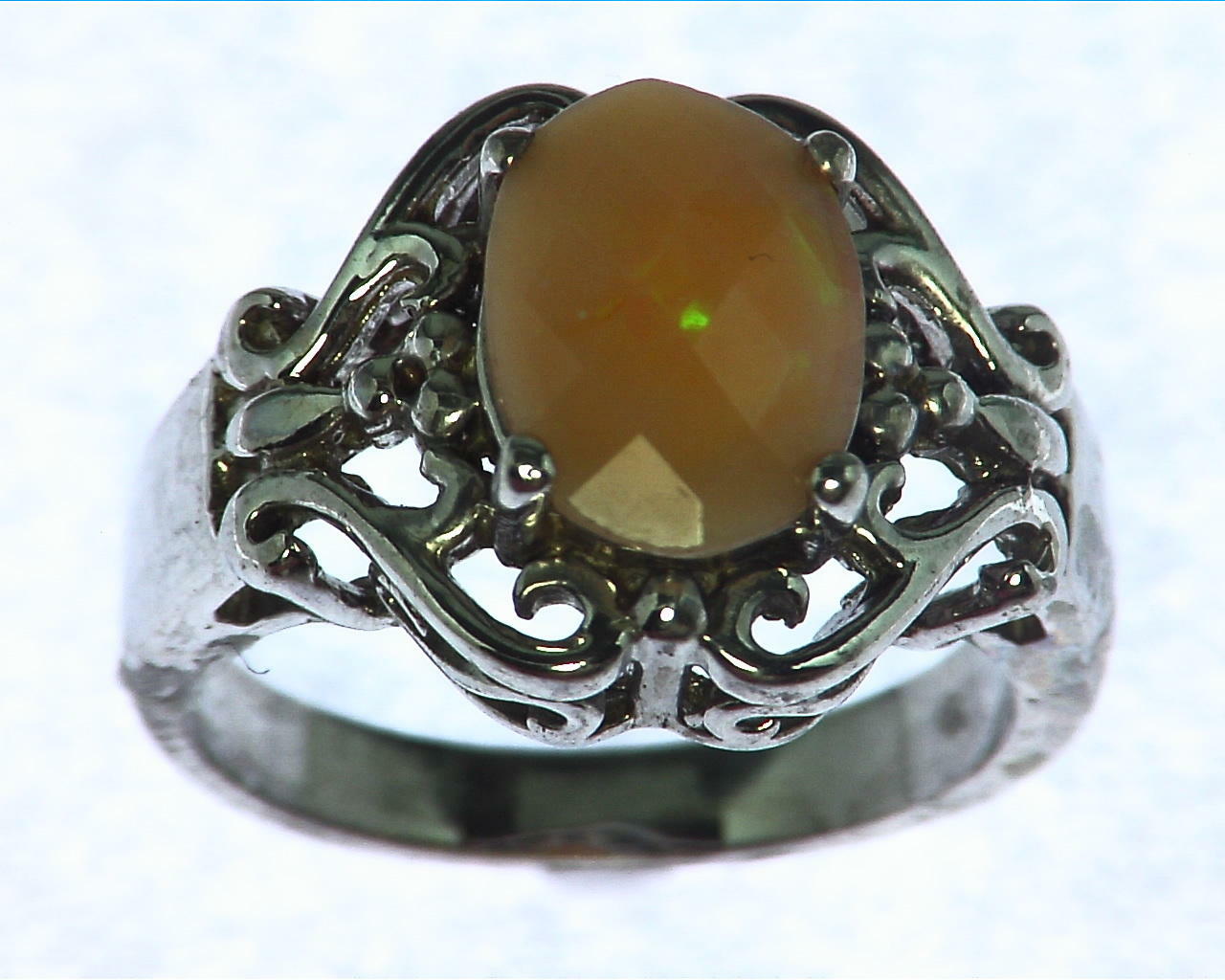 Opal Natural Genuine Gemstone Set in Sterling Silver Ring RSS917 6