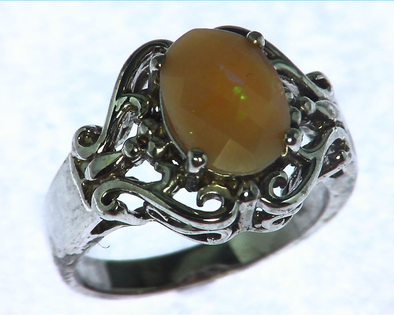 Opal Natural Genuine Gemstone Set in Sterling Silver Ring RSS917 5