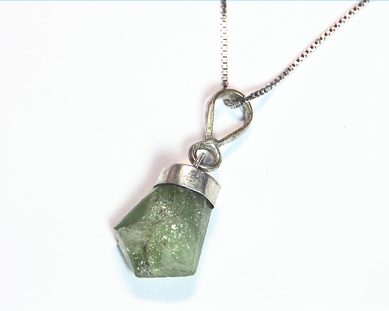 Natural Genuine Peridot Crystal Pendant in Sterling Silver PSS,814 1