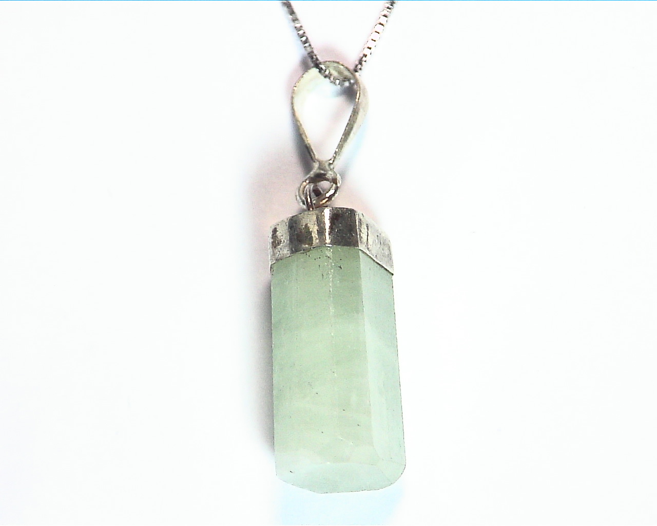 Natural Genuine Aquamarine Crystal Pendant in Sterling Silver PSS,858 1