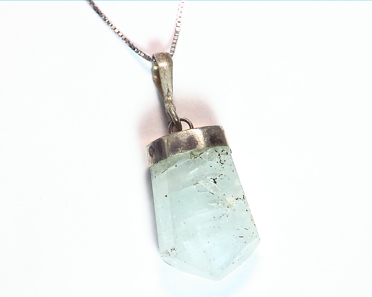 Natural Genuine Aquamarine Crystal Pendant in Sterling Silver PSS,859 2