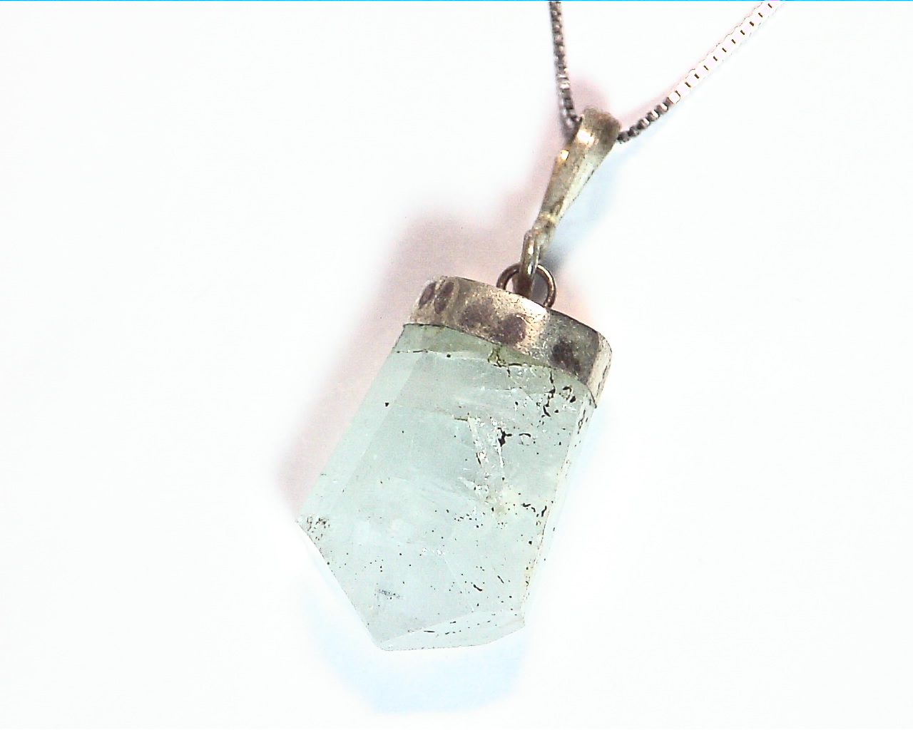 Natural Genuine Aquamarine Crystal Pendant in Sterling Silver PSS,859 3