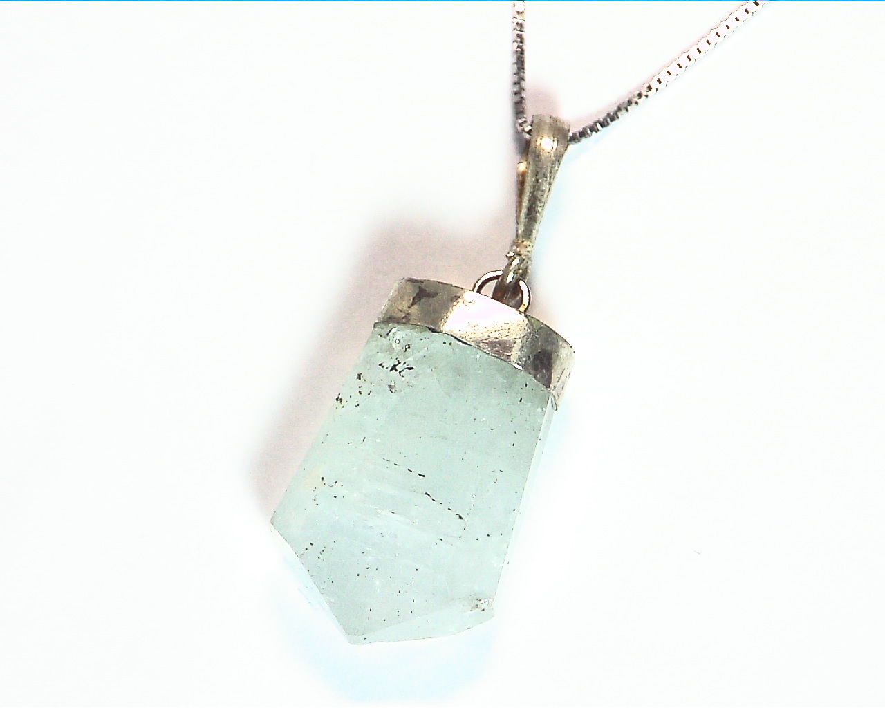 Natural Genuine Aquamarine Crystal Pendant in Sterling Silver PSS,859 4