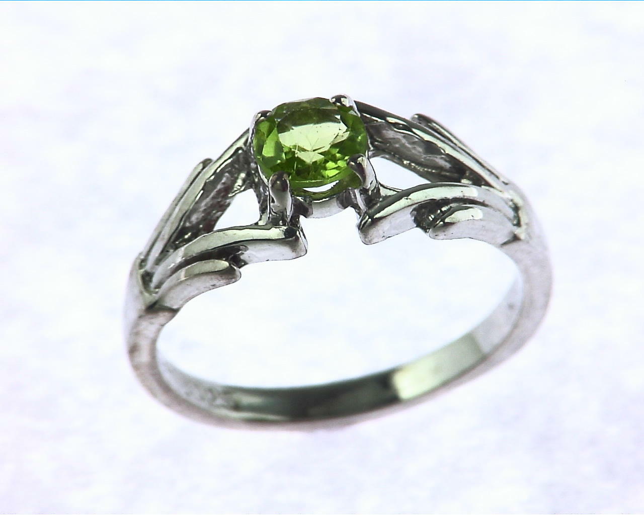 Peridot Set In Sterling Silver Ring