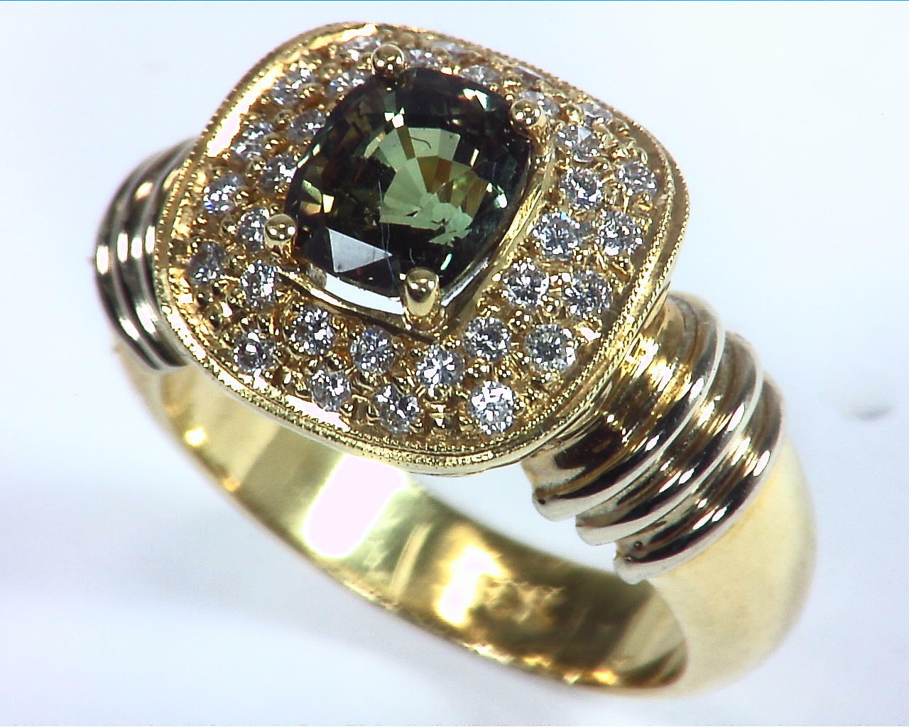 Alexandrite Natural Genuine Gemstone Diamond Yellow Gold Diamond Ring RSS,304 5