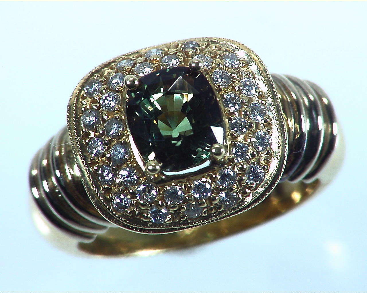 Alexandrite Natural Genuine Gemstone Diamond Yellow Gold Diamond Ring RSS,304 1