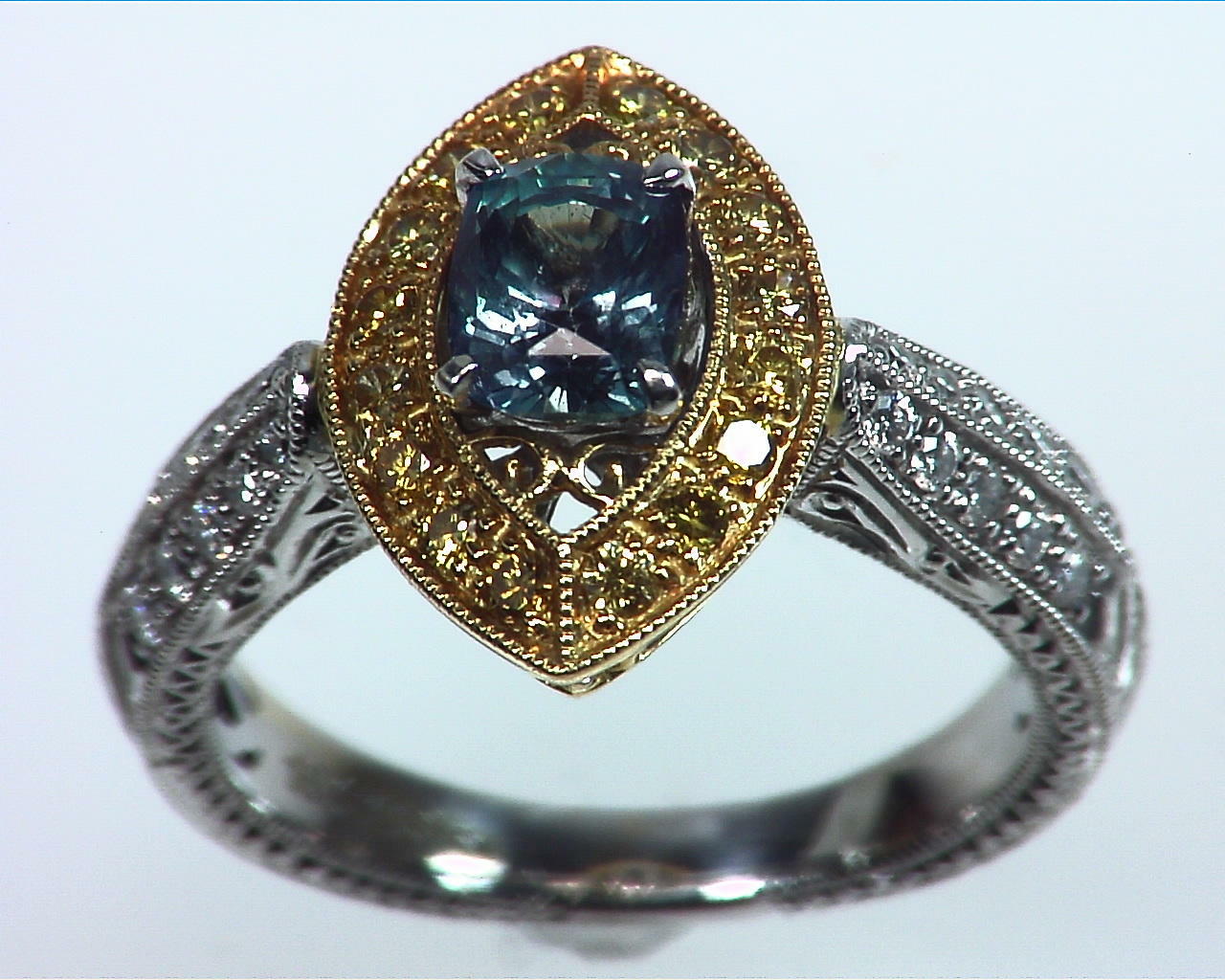 Alexandrite Natural Genuine Gemstone Diamond Yellow Gold Diamond Ring RSS,308 5