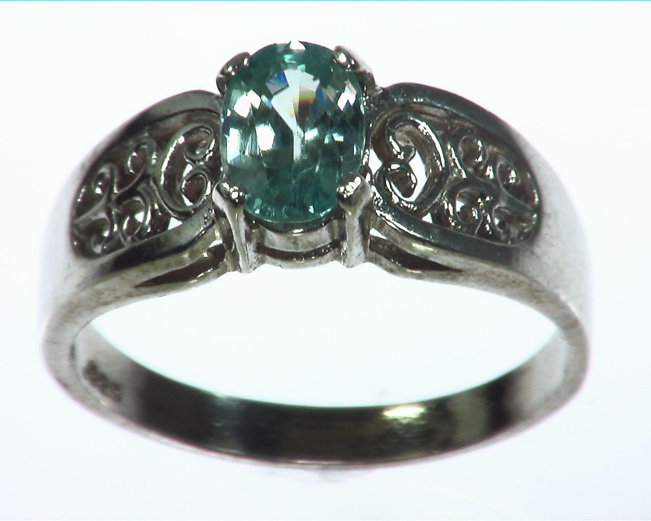 Blue Zircon Natural Genuine Gemstone Lady,s Ring RSS1045 3