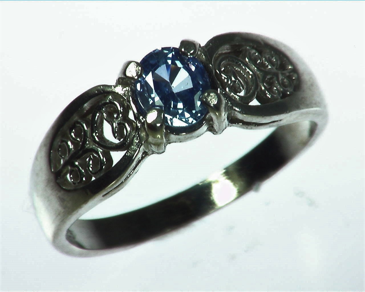 Blue Sapphire Sterling Silver Lady,s Ring RSS1052 3