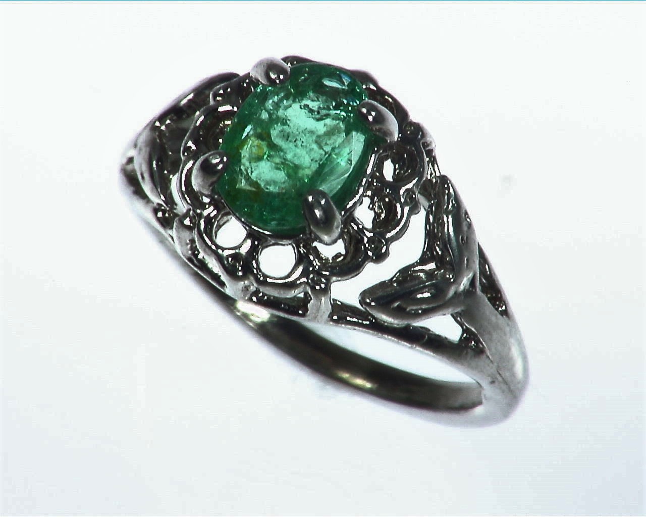 Emerald Natural Genuine Gemstone Sterling Silver Ring RSS1077 3