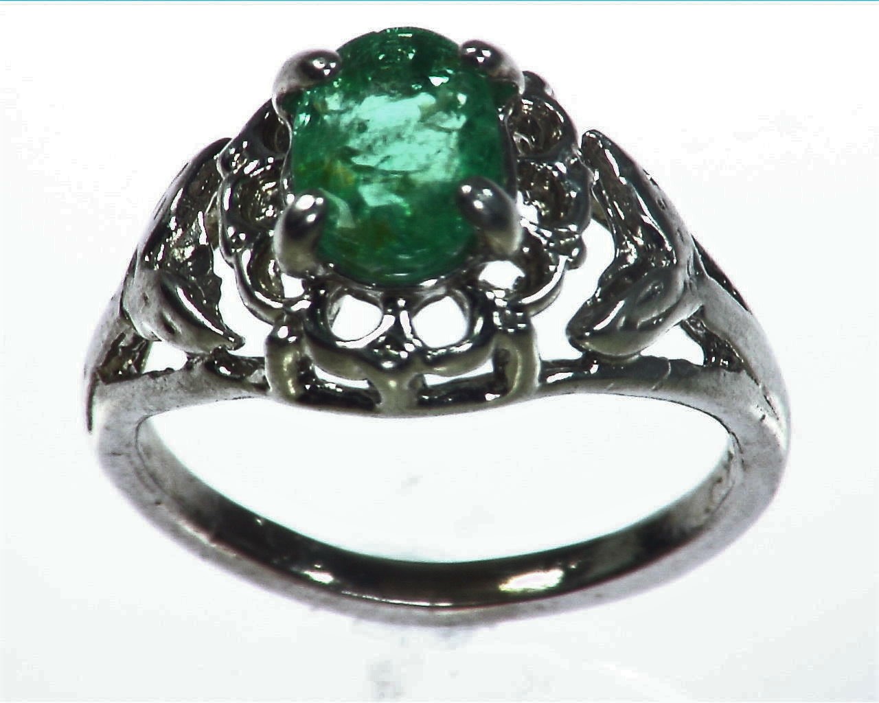 Emerald Natural Genuine Gemstone Sterling Silver Ring RSS1077 5