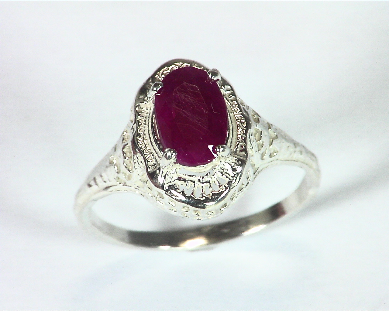Ruby Natural Genuine Gemstone Sterling Silver Lady,s Ring in Antique Design RSS,448