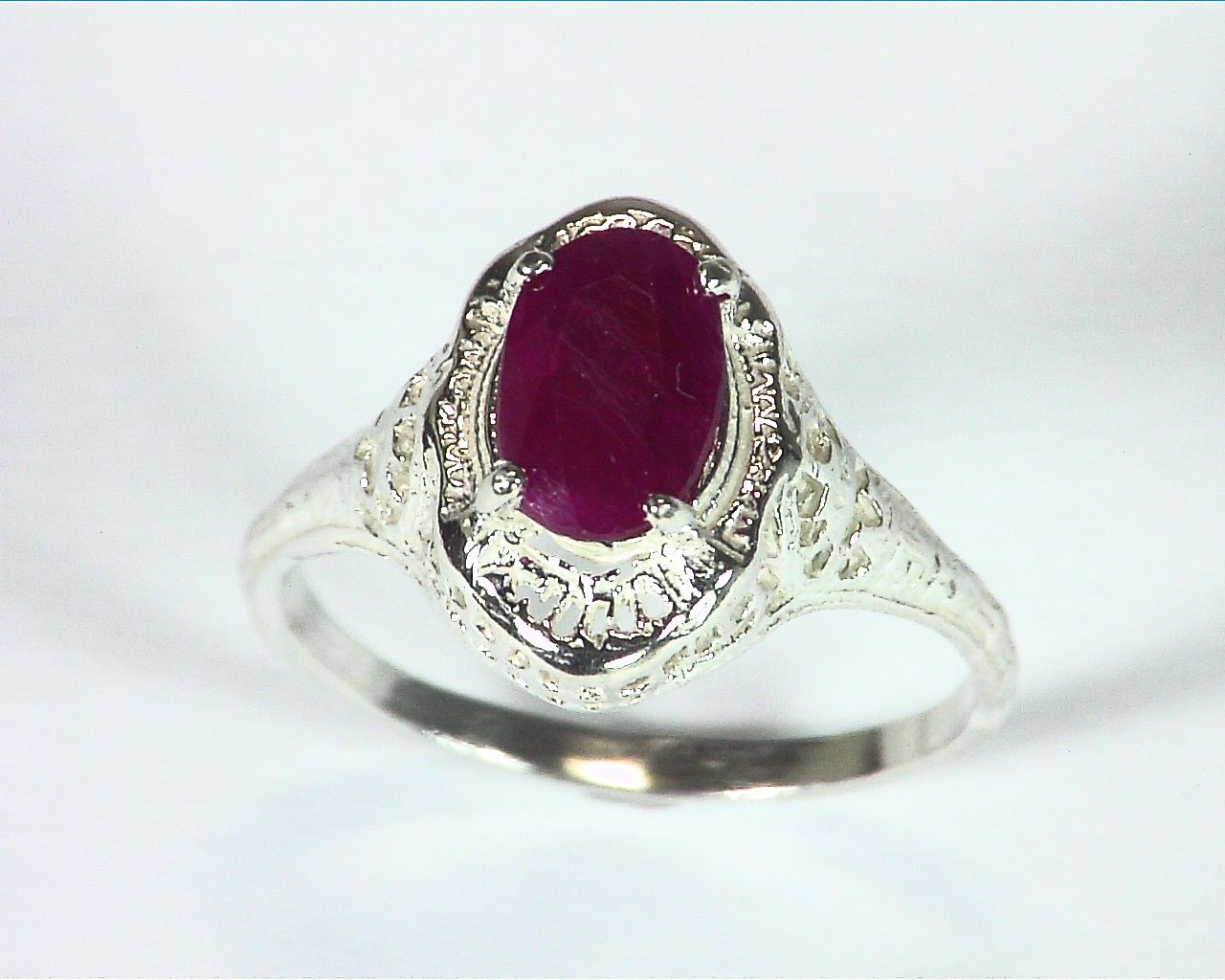 Ruby Natural Genuine Gemstone Sterling Silver Lady,s Ring in Antique Design RSS,448