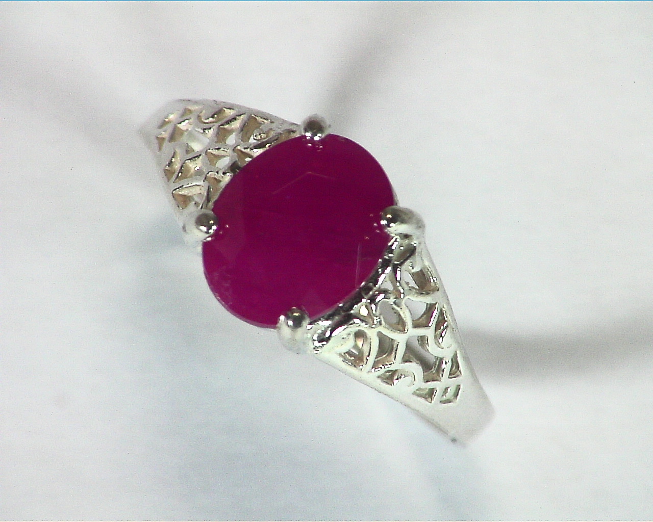 Ruby natural genuine gemstone set in Sterling Silver Fine Ring in Antique Design RSS,464 3