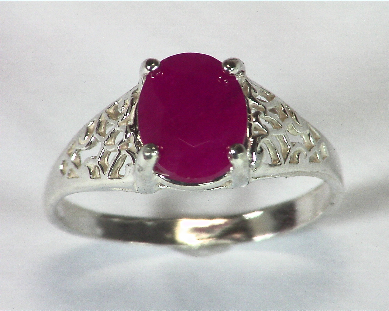 Ruby natural genuine gemstone set in Sterling Silver Fine Ring in Antique Design RSS,464 4