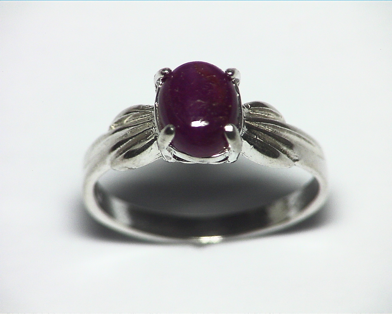 Star Ruby Cabochon Natural Genuine Gemstone Sterling Silver Ring RSS,488 1