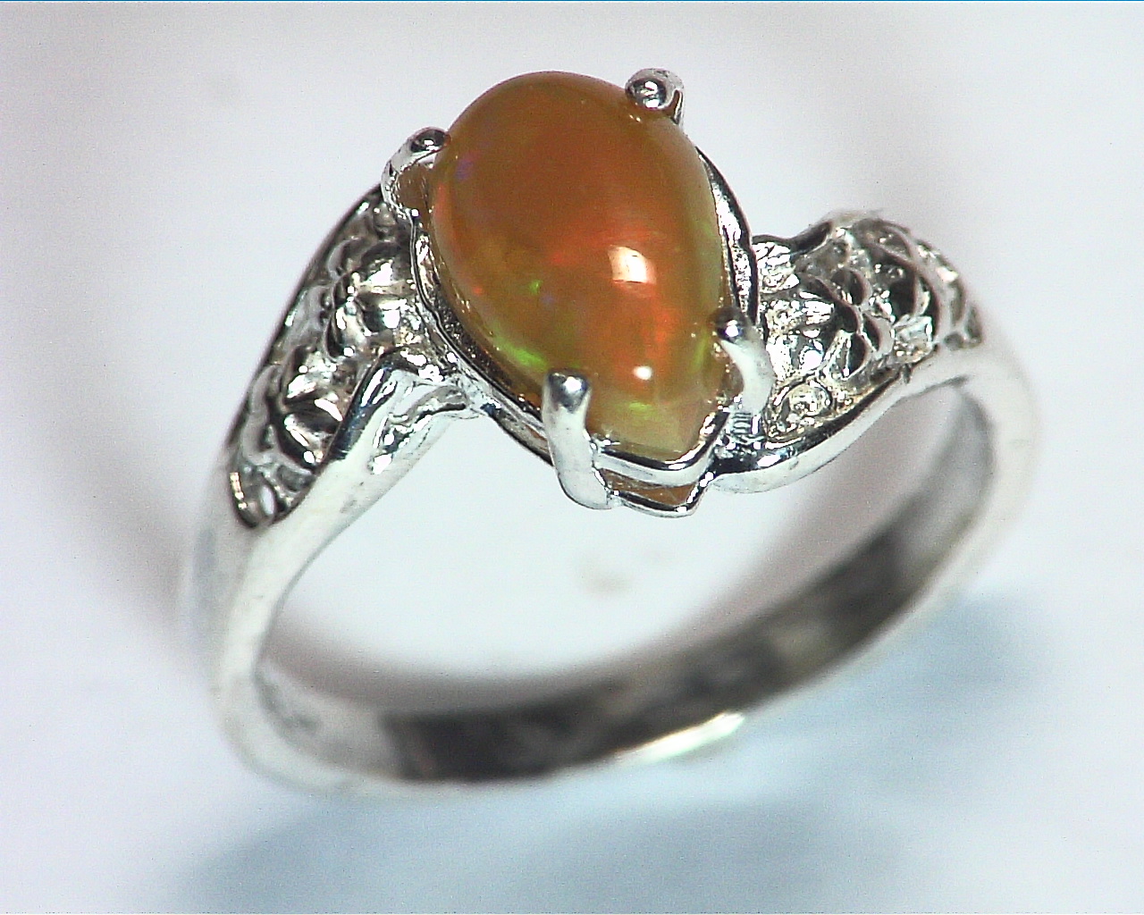 Opal (Mexican) Genuine Gemstone in Sterling silver Ring RSS,600 5