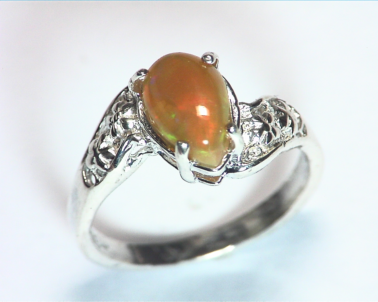 Opal (Mexican) Genuine Gemstone in Sterling silver Ring RSS,600 8