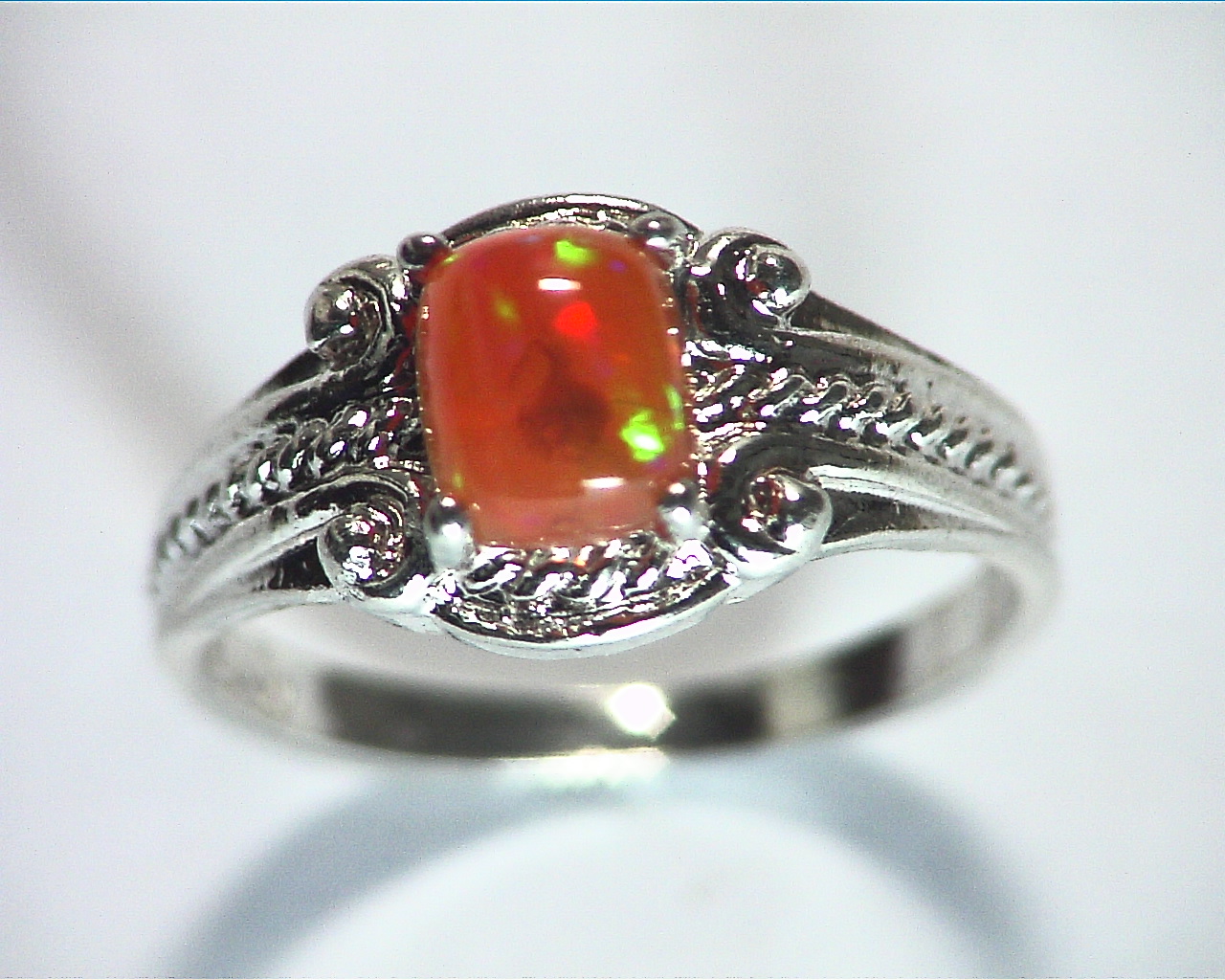 Opal (Mexican) Genuine Gemstone in Sterling Silver Ring RSS,602 1