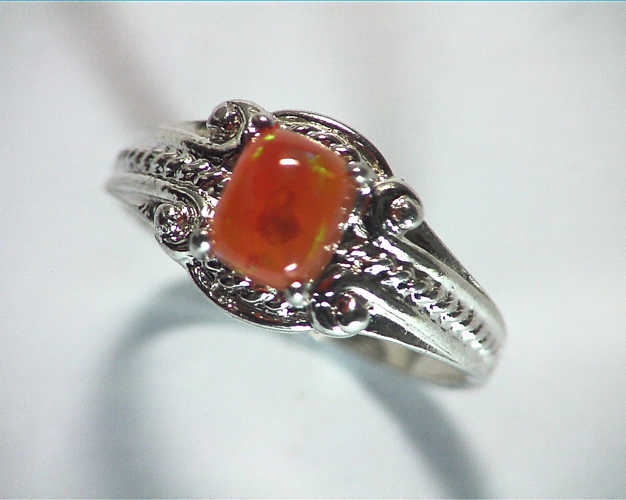 Opal (Mexican) Genuine Gemstone in Sterling Silver Ring RSS,602 7