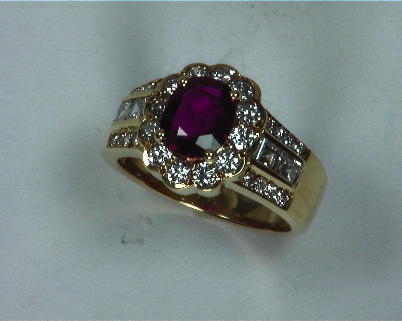 Ruby 18 kt Gold and Diamond Engagement Ring InUnique Design,RFK,254 7