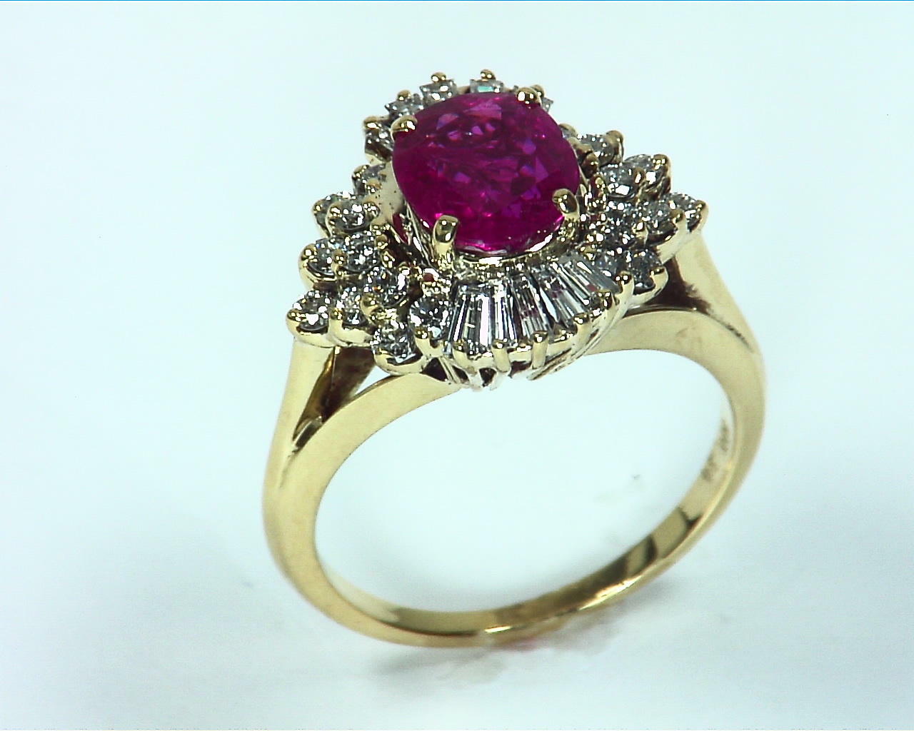Ruby 18 kt Gold and Diamond Engagement Ring InUnique Design,RFK,255 4
