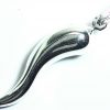 Beautiful Italian Horn Good Luck Rhodium Plated Sterling Silver Necklace 18″ 3
