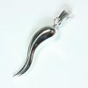 Beautiful Italian Horn Good Luck Rhodium Plated Sterling Silver Necklace 18″ 5