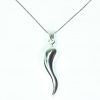 Beautiful Italian Horn Good Luck Rhodium Plated Sterling Silver Necklace 18″ 1