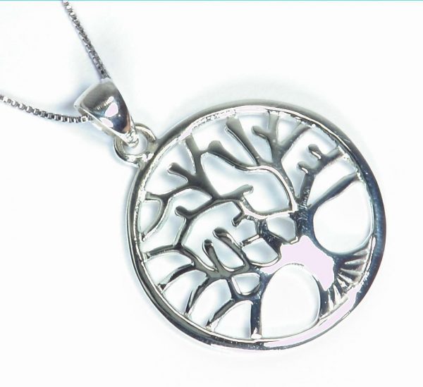 Beautiful Tree of Life Rhodium Plated Sterling Silver Necklace 18 6