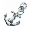 Beautiful Ship Anchor Rhodium Plated Sterling Silver Necklace 18″ 6